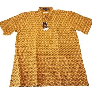 Dewata Indonesian Shirt Men's L 16-16 1/2 Geometric Pattern‎ Pockets NWT NEW